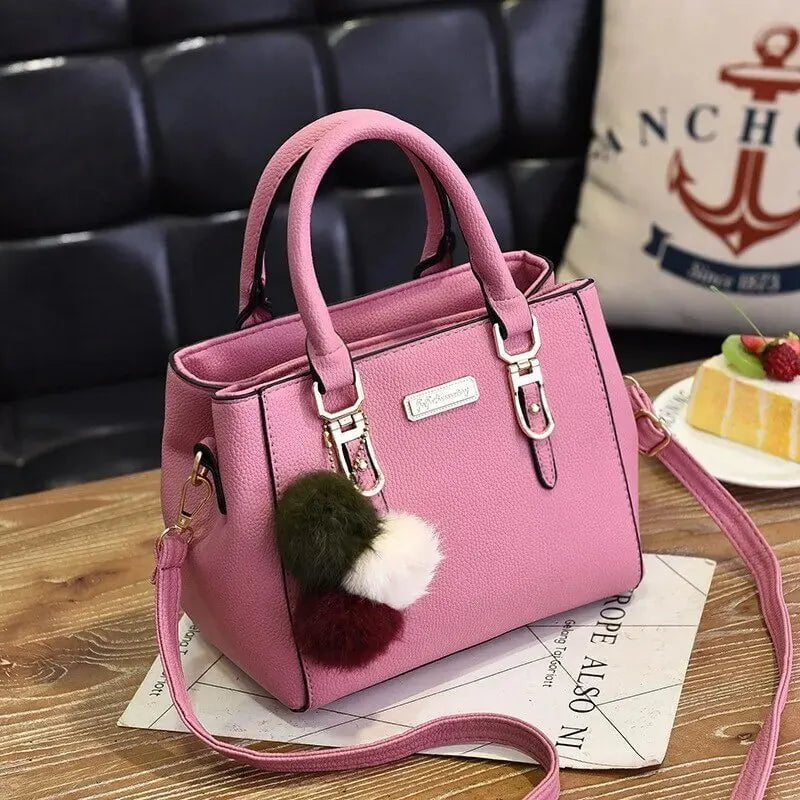 Storazone (Small (longest side 20-30cm)) / pink PU Leather Ladies HandBags Women Vintage Purse Plush Tassel Messenger Bags Tote Boston Shoulder Crossbody Bag