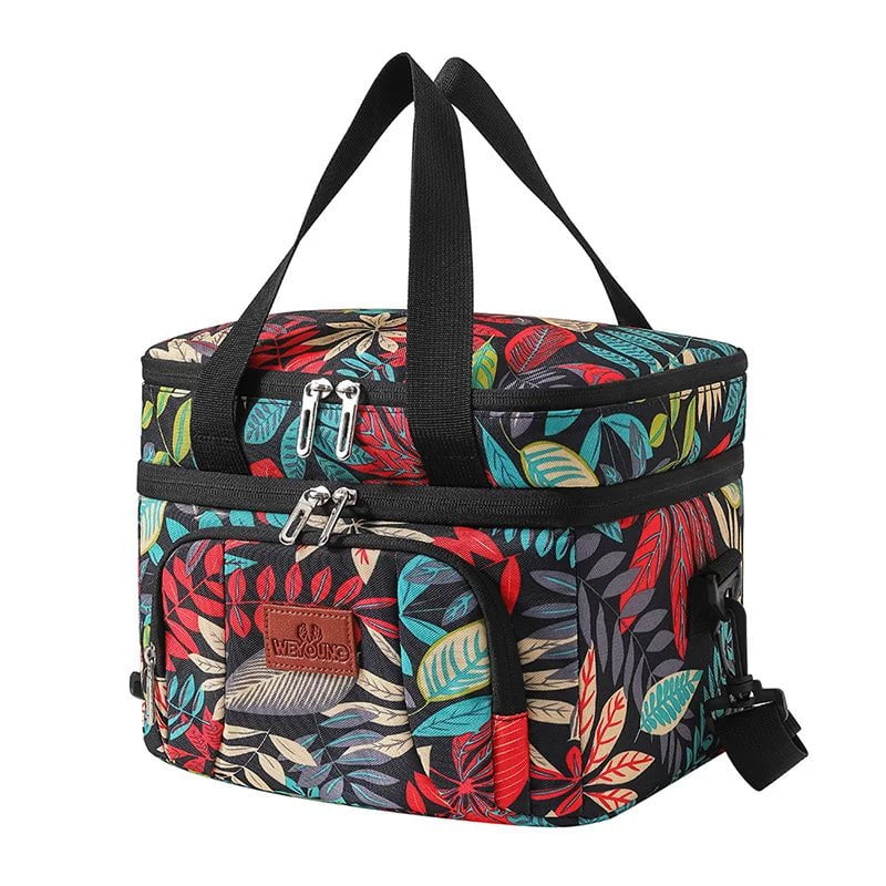 Storazone Small Printing Multifunctional Double Layers Tote Cooler Lunch Bags for Women Men Large Capacity Travel Picnic Lunch Box with Shoulder Strap