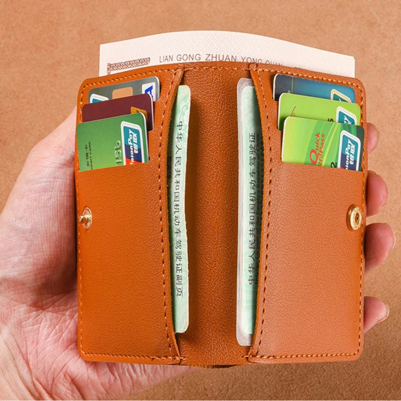 Storazone Solid Color PU Leather Small Wallet for Women Short Simple Women's Purse with Buttons Ultra Thin Credit Card Bag Coin Purse
