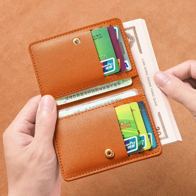 Storazone Solid Color PU Leather Small Wallet for Women Short Simple Women's Purse with Buttons Ultra Thin Credit Card Bag Coin Purse