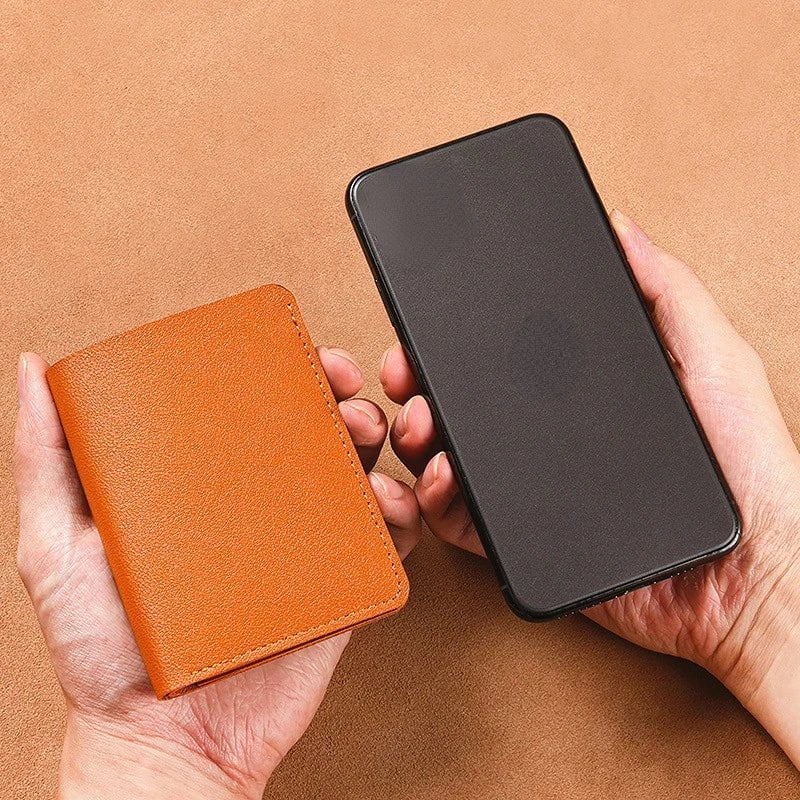 Storazone Solid Color PU Leather Small Wallet for Women Short Simple Women's Purse with Buttons Ultra Thin Credit Card Bag Coin Purse