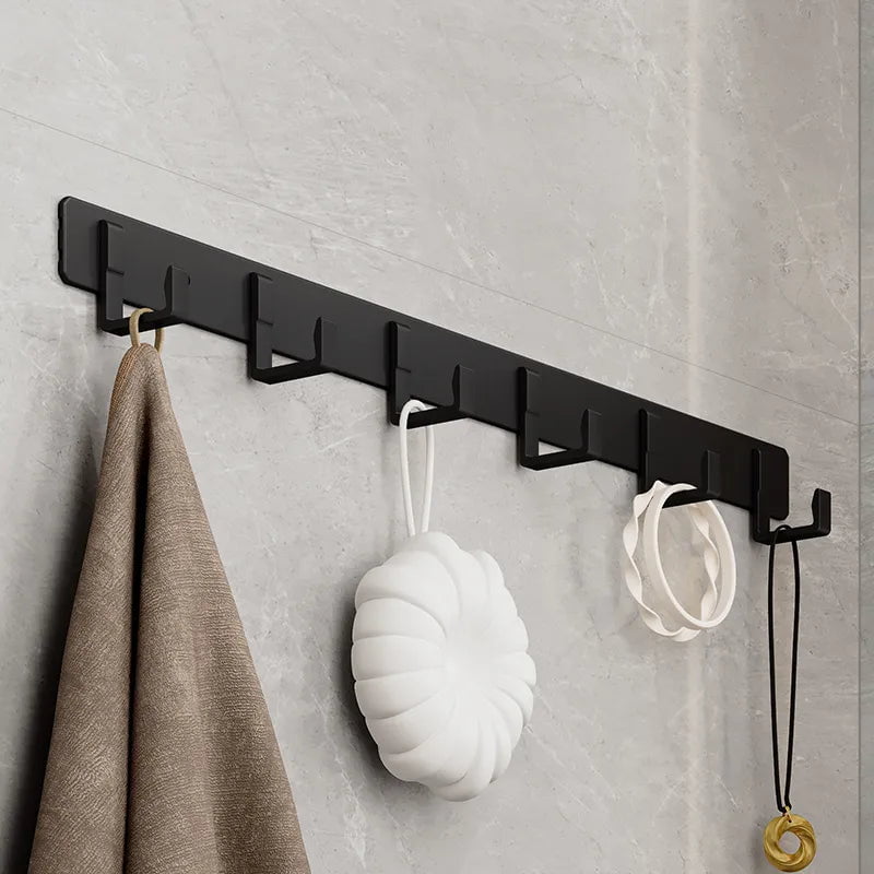 Storazone Space Aluminum Black Hook Bathroom Towel Hook Living Room Door Back Clothes Hook Simple Black Storage Hook To Save Space