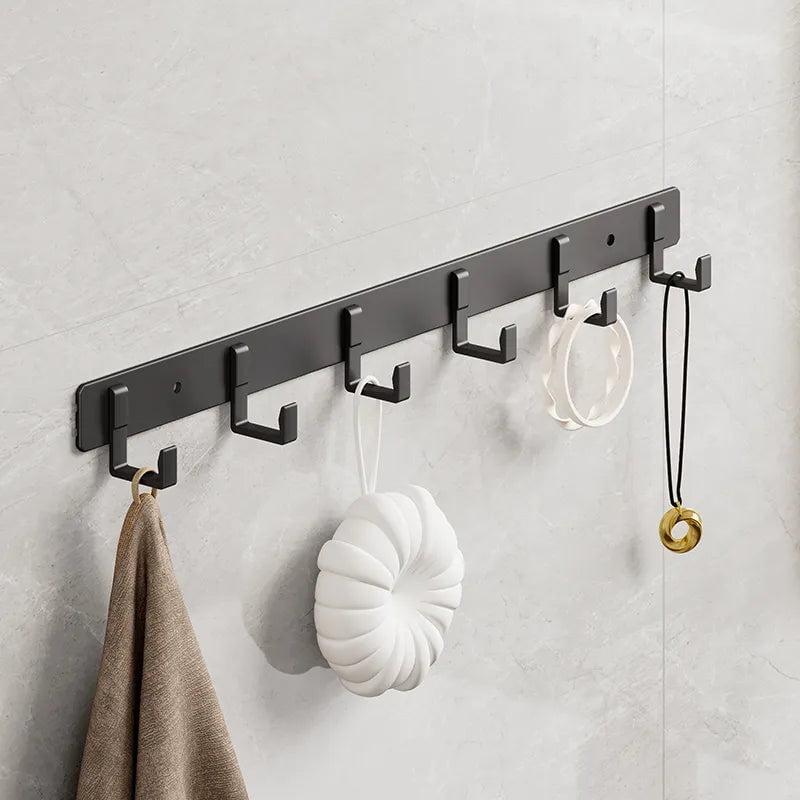 Storazone Space Aluminum Black Hook Bathroom Towel Hook Living Room Door Back Clothes Hook Simple Black Storage Hook To Save Space