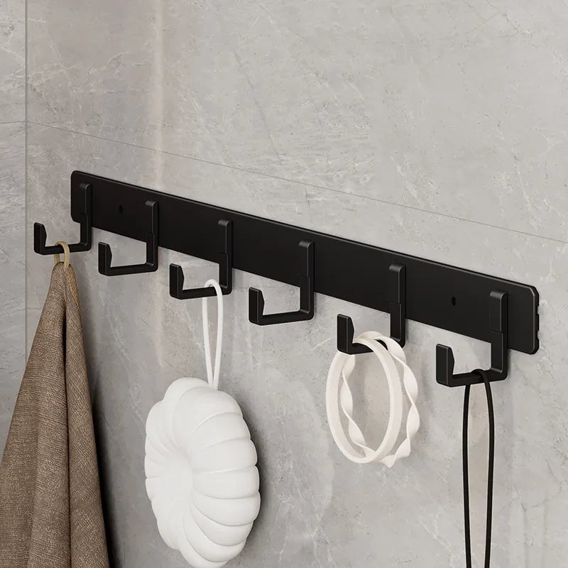 Storazone Space Aluminum Black Hook Bathroom Towel Hook Living Room Door Back Clothes Hook Simple Black Storage Hook To Save Space