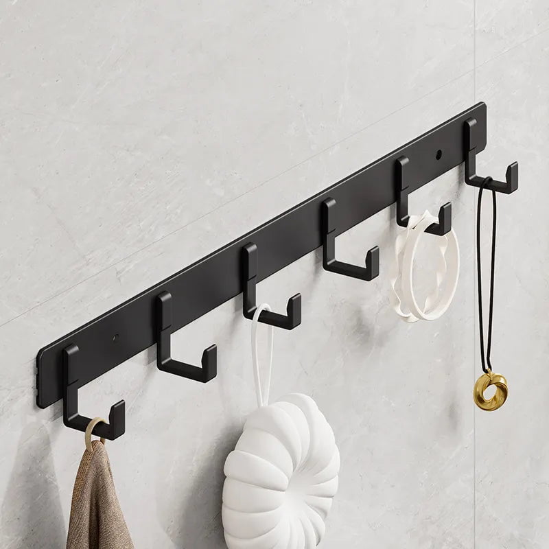 Storazone Space Aluminum Black Hook Bathroom Towel Hook Living Room Door Back Clothes Hook Simple Black Storage Hook To Save Space