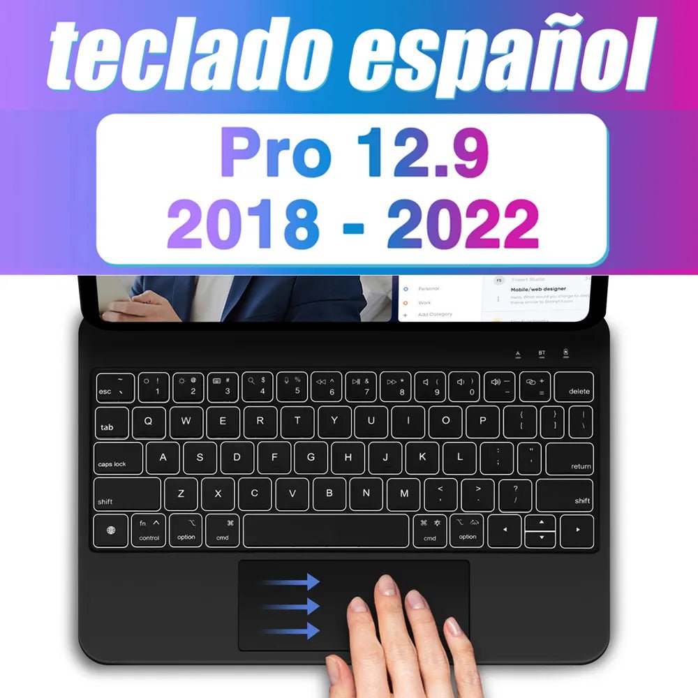 Storazone Spain 12.9 black / CHINA Backlight Magic Keyboard for iPad Pro 12 9 12.9 M2 2022 for iPad Pro 11 2022 10th Gneration iPad Air 5 Air 4 Keyboard folio