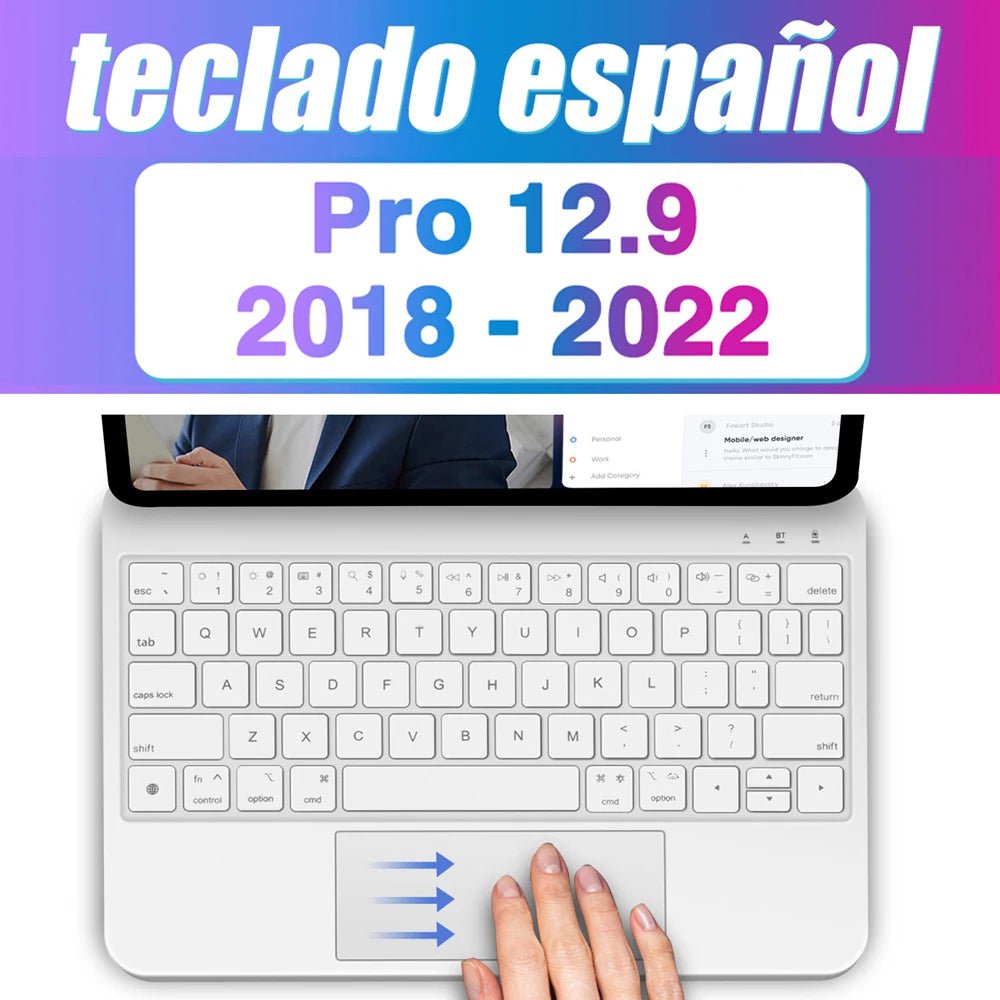 Storazone Spain 12.9 white / CHINA Backlight Magic Keyboard for iPad Pro 12 9 12.9 M2 2022 for iPad Pro 11 2022 10th Gneration iPad Air 5 Air 4 Keyboard folio