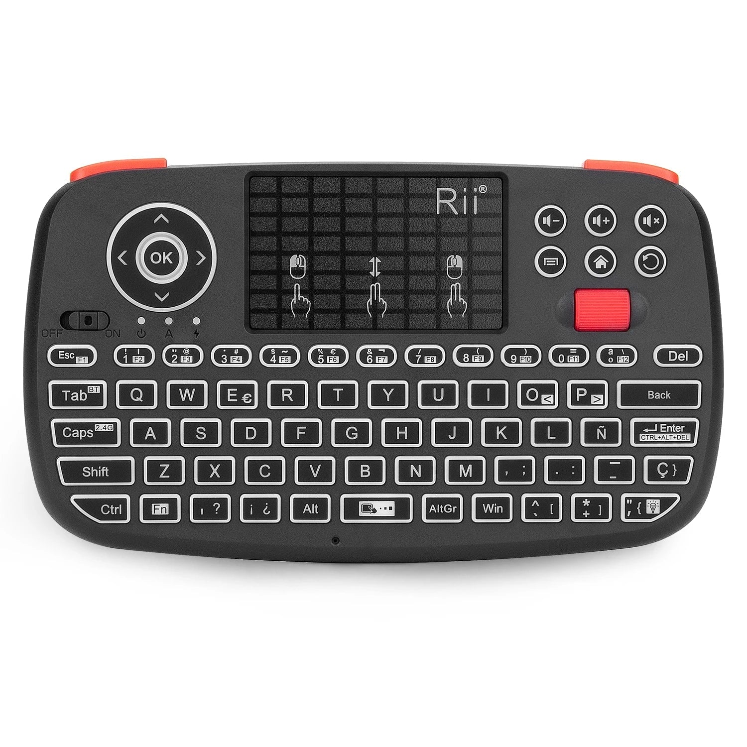 Storazone Spanish Keyboard Rii i4 Mini BT Wireless Keyboard With Touchpad 2.4GHz Backlit Mouse Remote Control For Windows Android TV Box Smart TV