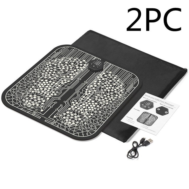 STORAZONE Sportwear 2PC Black zipper bag / English packaging Ems Foot Massager Mat Tens Fisioterapia Electric Foot Cushion Blood Circulation Acupunctur Pad Foot Health Care Relaxation Pain