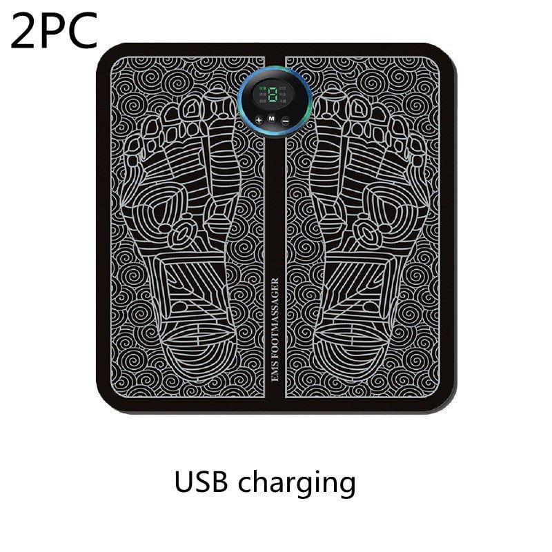 STORAZONE Sportwear 2PC Charging LCD Type A / English packaging Ems Foot Massager Mat Tens Fisioterapia Electric Foot Cushion Blood Circulation Acupunctur Pad Foot Health Care Relaxation Pain
