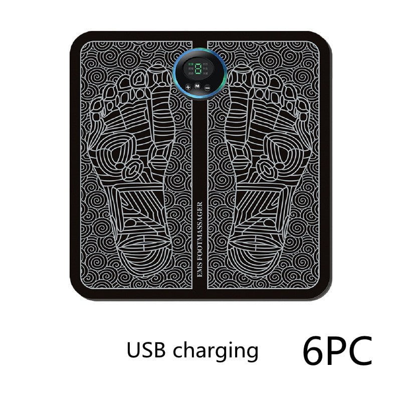 STORAZONE Sportwear 6PC Charging LCD Type A / English packaging Ems Foot Massager Mat Tens Fisioterapia Electric Foot Cushion Blood Circulation Acupunctur Pad Foot Health Care Relaxation Pain