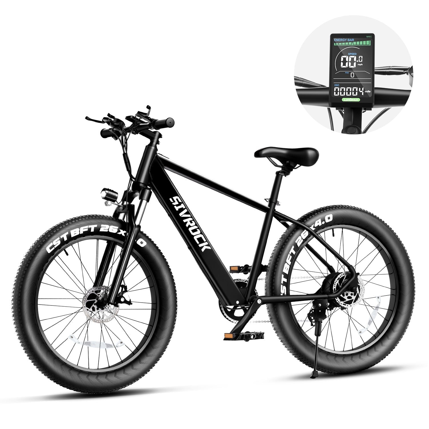 STORAZONE Sportwear Black Professional Electric Bike For Adults, 26 X 4.0 Inches Fat Tire Electric Mountain Bicycle, 1000W Motor 48V 15Ah Ebike For Trail Riding, Excursion And Commute, UL And GCC Certified