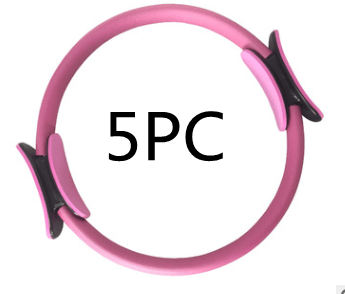 STORAZONE Sportwear Pink 5PC Yoga Fitness Pilates Ring Women Girls Circle Magic Dual Exercise Home Gym Workout Sports Lose Weight Body Resistance