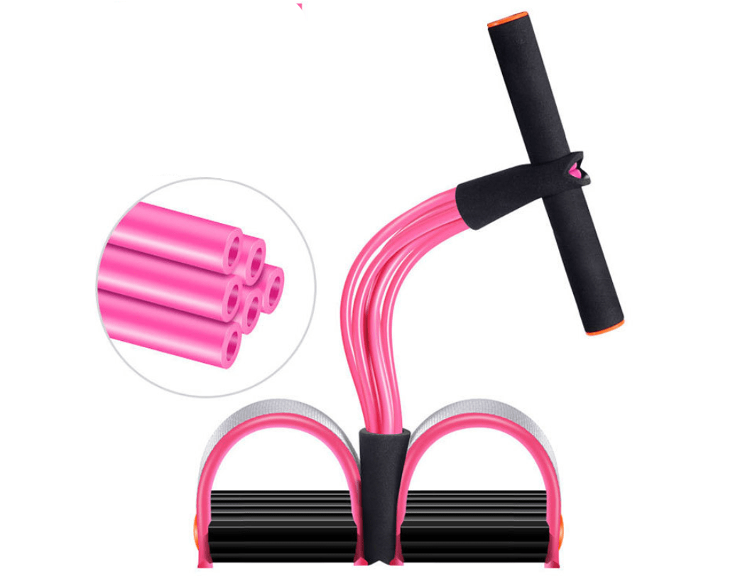 STORAZONE Sportwear Pink 6 Tubes Natural Latex Foot Pedal Elastic Pull Rope with Handle Fitness Equipment Bodybuilding Expander