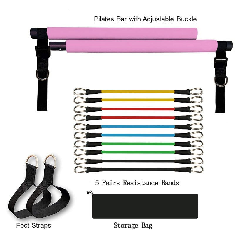STORAZONE Sportwear Pink Fitness Yoga Pilates Bar Portable Gym Accessories Sport Elastic Bodybuilding Resistance Bands For Home Trainer Workout Equipment