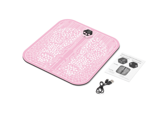 STORAZONE Sportwear Pink Transparent Bag / English packaging Ems Foot Massager Mat Tens Fisioterapia Electric Foot Cushion Blood Circulation Acupunctur Pad Foot Health Care Relaxation Pain