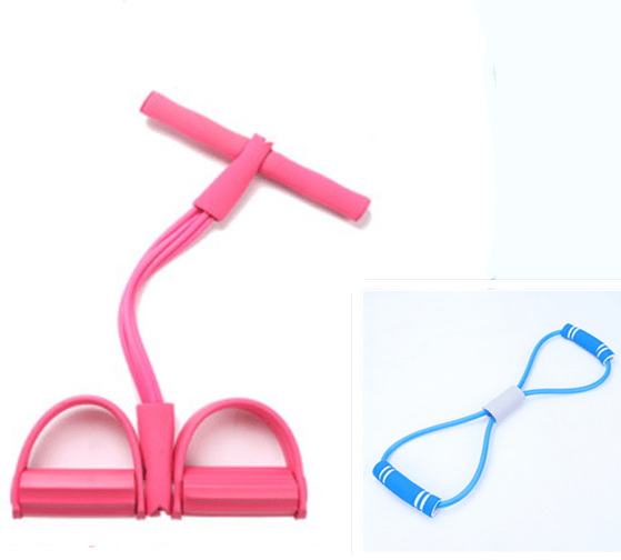 STORAZONE Sportwear Pink with Blue Rally set Natural Latex Foot Pedal Elastic Pull Rope with Handle Fitness Equipment Bodybuilding Expander