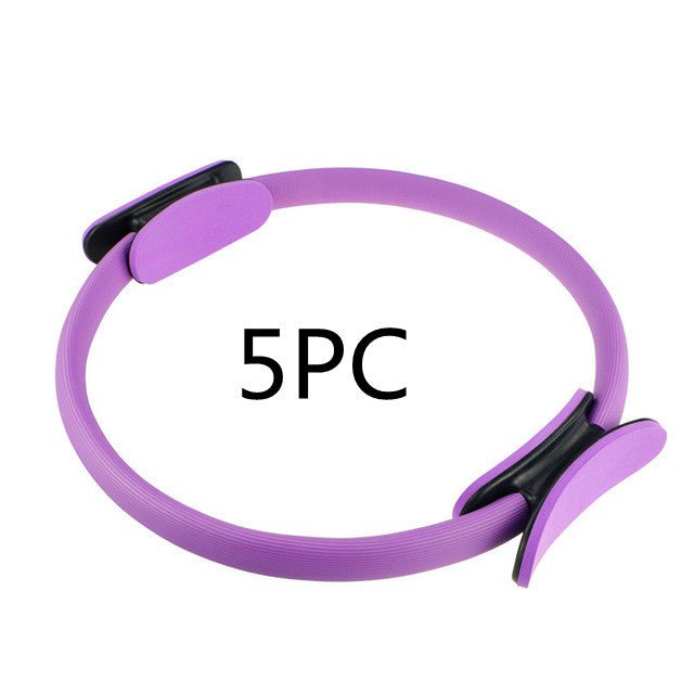 STORAZONE Sportwear Purple 5PC Yoga Fitness Pilates Ring Women Girls Circle Magic Dual Exercise Home Gym Workout Sports Lose Weight Body Resistance