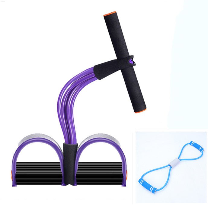 STORAZONE Sportwear Purple6Tubewith Blue Rally set Natural Latex Foot Pedal Elastic Pull Rope with Handle Fitness Equipment Bodybuilding Expander