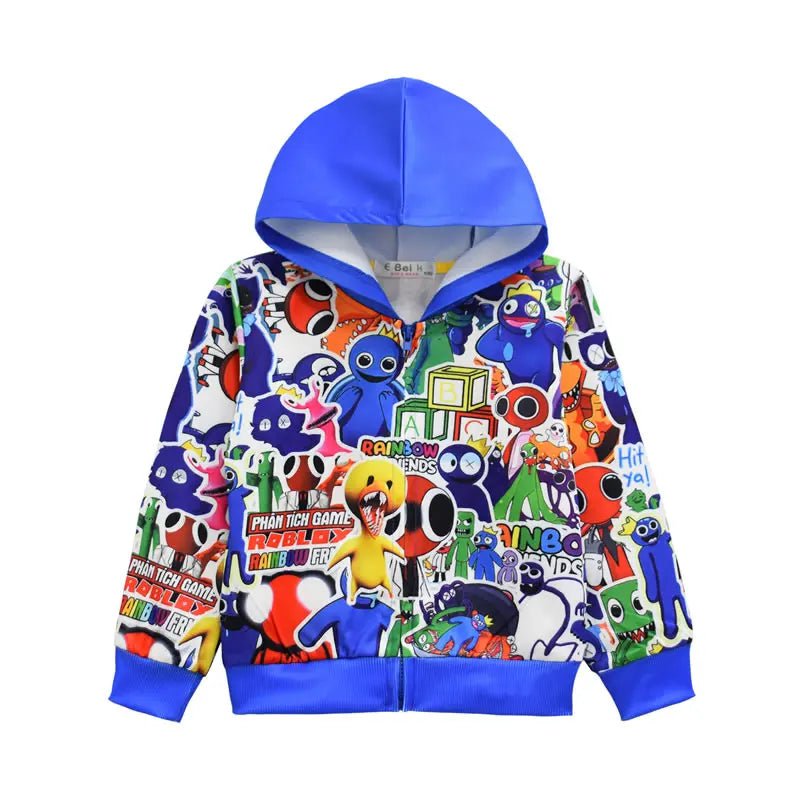 Storazone Spring Fall Rainbow Friends Jacket For Baby Boy Girl Outwear Fashion Kid Hooded Print Cartoon Coat Top Children Casual Clothes