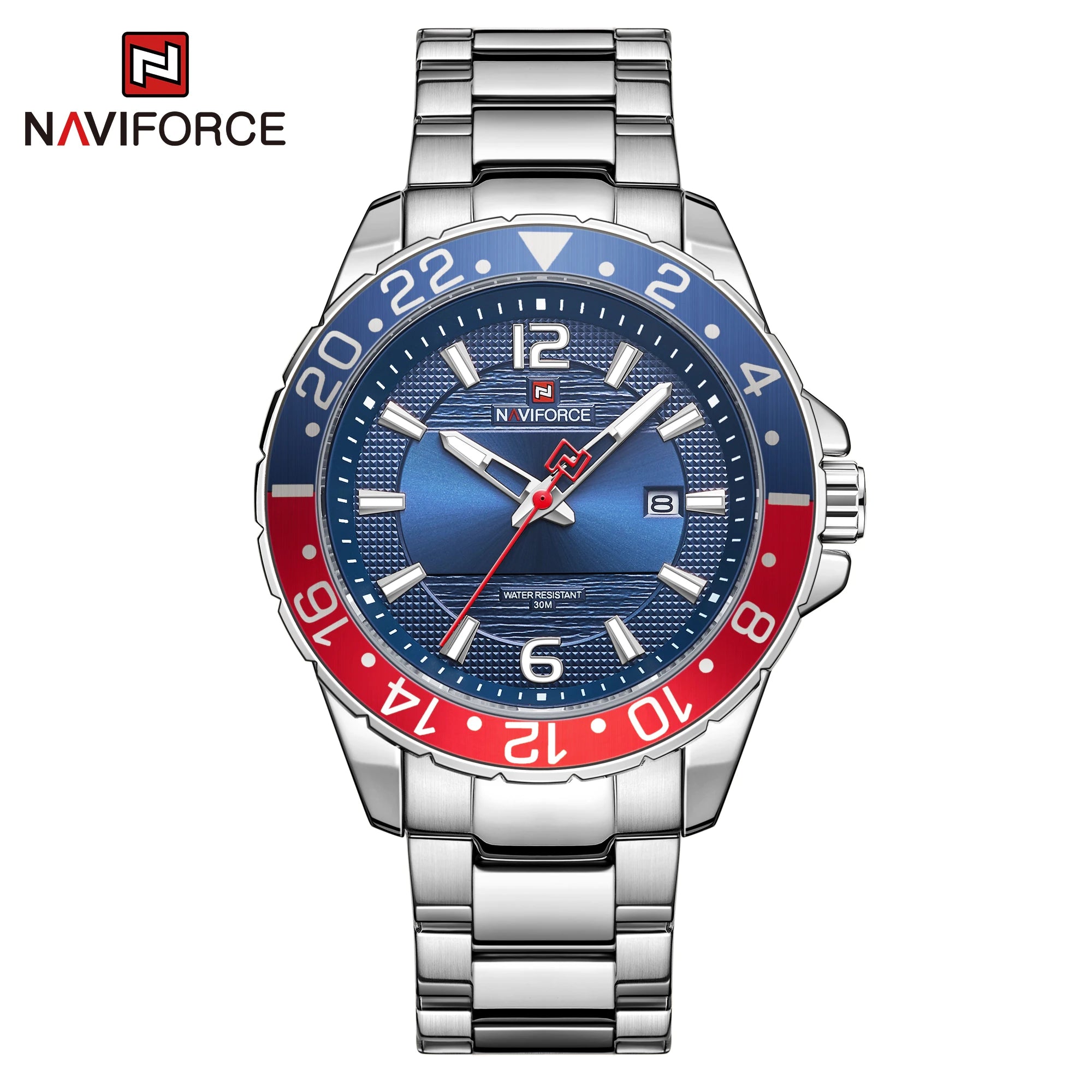 Storazone SSBE Naviforce Casual Brand Men's Watch Stainless Steel Sports Watch for Men Quartz Date Clock with Luminous Hands Relogio Masculino