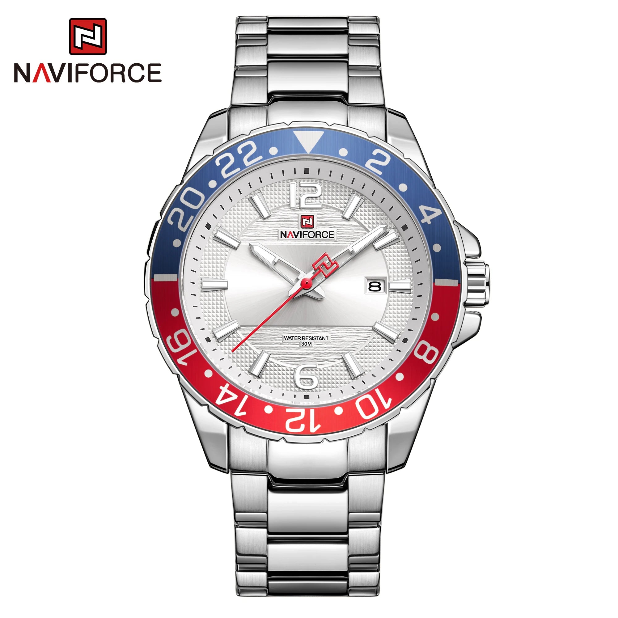 Storazone SSW Naviforce Casual Brand Men's Watch Stainless Steel Sports Watch for Men Quartz Date Clock with Luminous Hands Relogio Masculino