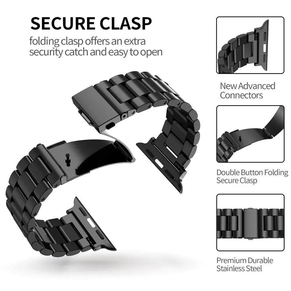 Storazone Stainless Steel Strap For Apple Watch Band 45mm Ultra 49mm 41mm 40mm 44mm Watch Strap Metal Bracelet For Iwatch Series 9 8 7 6 5