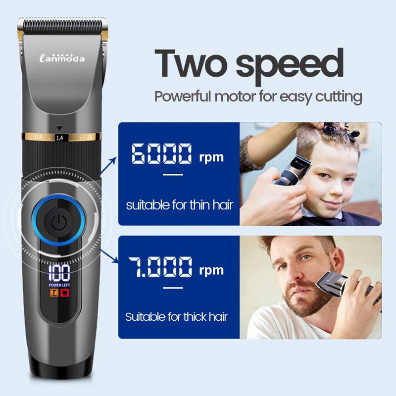 Storazone Standard Professional Hair Clipper Rechargeable Electric Trimmer For Men Beard Kids Barber Cutting Machine Haircut LED Screen Waterproof