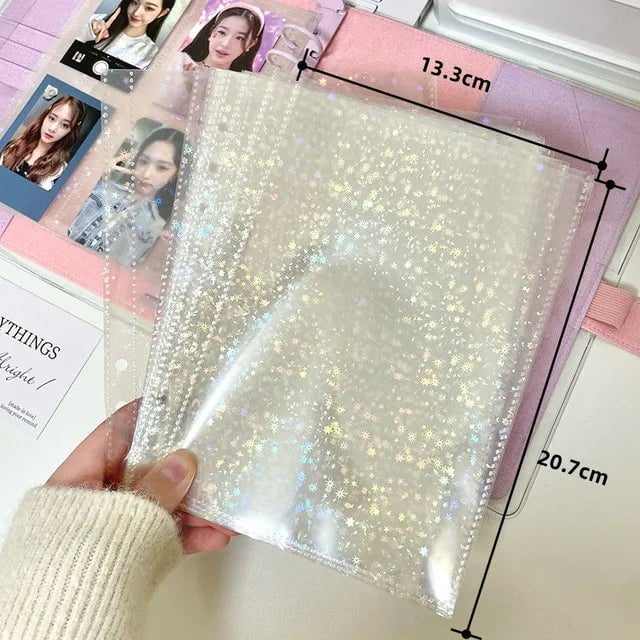 Storazone Star 1grid 10pcs 10pcs Laser 3inch 5inch Photo Album Photocards Holder A5 Binder Refill Pockets Sleeves Diary Album Inner Sleeves