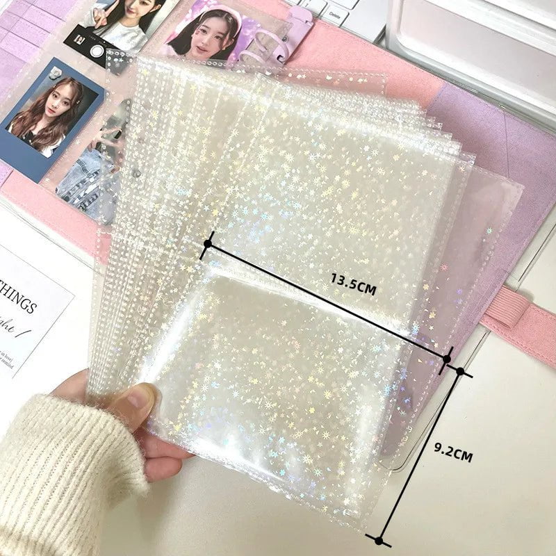 Storazone Star 2grid 10pcs 10pcs Laser 3inch 5inch Photo Album Photocards Holder A5 Binder Refill Pockets Sleeves Diary Album Inner Sleeves