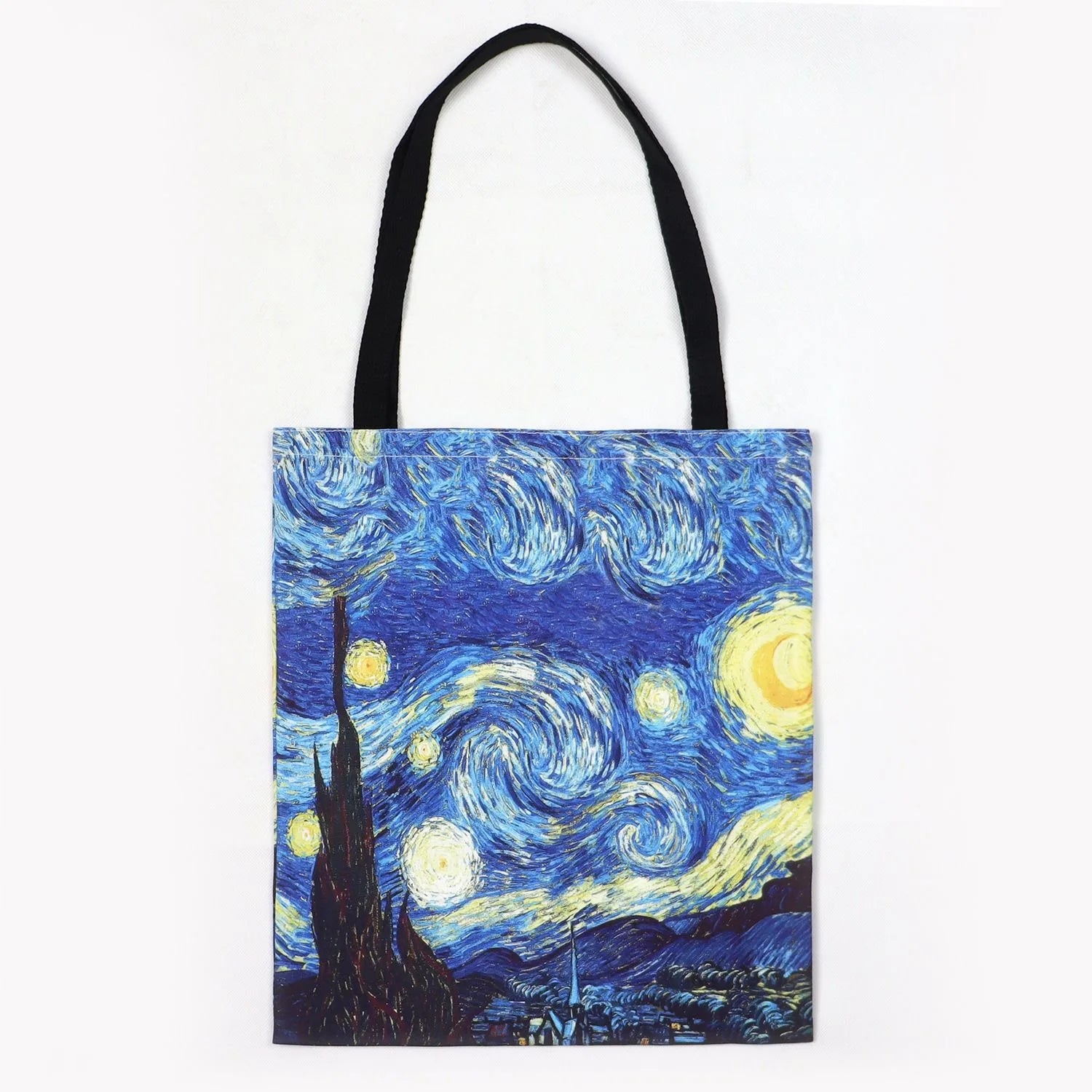 Storazone starry night Van Gogh Series Canvas Bag Oil Painting Starry Night Sunflower Apricot Flower Coffee Holder Handbag Lightweight Shoulder Bag