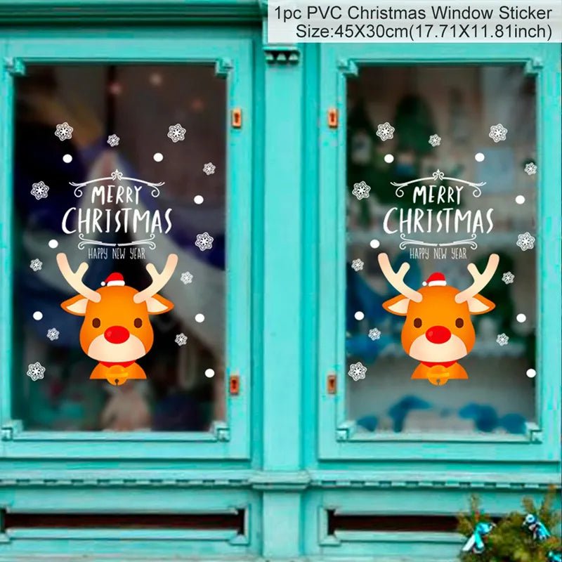 Storazone sticker 10 Christmas Window Stickers Christmas Wall Sticker Kids Room Wall Decals Merry Christmas Decorations For Home New Year Stickers