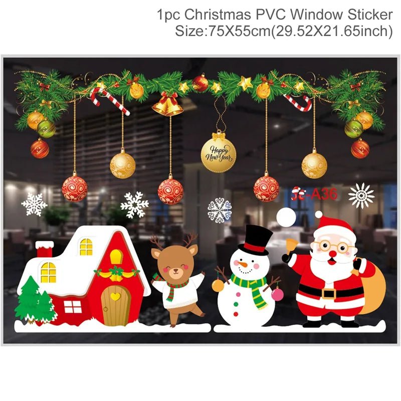 Storazone sticker 12 Christmas Window Stickers Christmas Wall Sticker Kids Room Wall Decals Merry Christmas Decorations For Home New Year Stickers