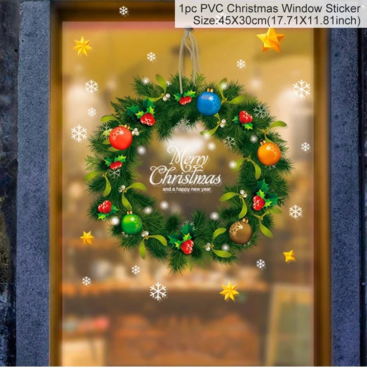 Storazone sticker 14 Christmas Window Stickers Christmas Wall Sticker Kids Room Wall Decals Merry Christmas Decorations For Home New Year Stickers