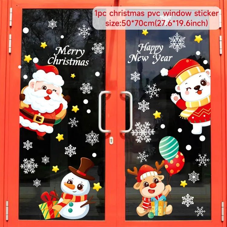 Storazone sticker 16 Christmas Window Stickers Christmas Wall Sticker Kids Room Wall Decals Merry Christmas Decorations For Home New Year Stickers