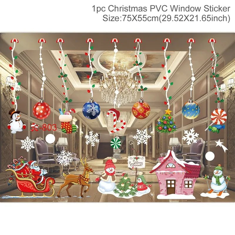 Storazone sticker 17 Christmas Window Stickers Christmas Wall Sticker Kids Room Wall Decals Merry Christmas Decorations For Home New Year Stickers