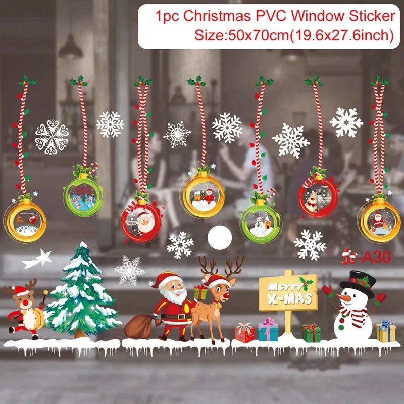 Storazone sticker 18 Christmas Window Stickers Christmas Wall Sticker Kids Room Wall Decals Merry Christmas Decorations For Home New Year Stickers