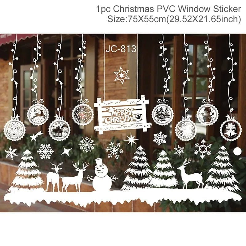 Storazone sticker 19 Christmas Window Stickers Christmas Wall Sticker Kids Room Wall Decals Merry Christmas Decorations For Home New Year Stickers