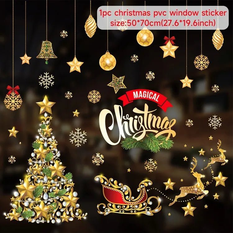 Storazone sticker 21 Christmas Window Stickers Christmas Wall Sticker Kids Room Wall Decals Merry Christmas Decorations For Home New Year Stickers