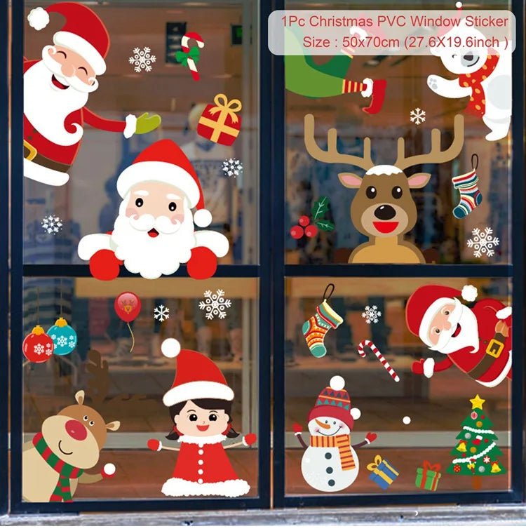 Storazone sticker 22 Christmas Window Stickers Christmas Wall Sticker Kids Room Wall Decals Merry Christmas Decorations For Home New Year Stickers