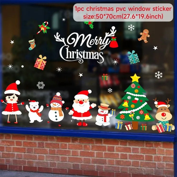 Storazone sticker 23 Christmas Window Stickers Christmas Wall Sticker Kids Room Wall Decals Merry Christmas Decorations For Home New Year Stickers