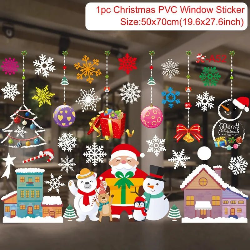 Storazone sticker 24 Christmas Window Stickers Christmas Wall Sticker Kids Room Wall Decals Merry Christmas Decorations For Home New Year Stickers