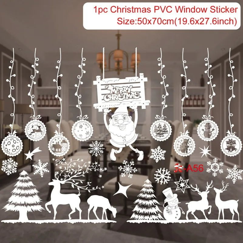 Storazone sticker 26 Christmas Window Stickers Christmas Wall Sticker Kids Room Wall Decals Merry Christmas Decorations For Home New Year Stickers