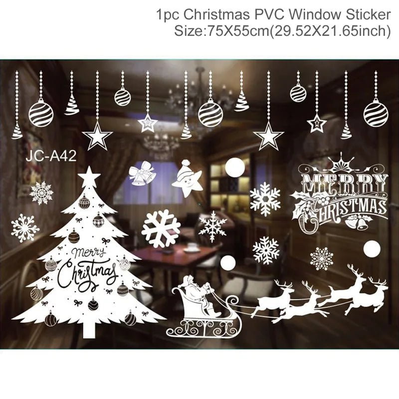 Storazone sticker 27 Christmas Window Stickers Christmas Wall Sticker Kids Room Wall Decals Merry Christmas Decorations For Home New Year Stickers