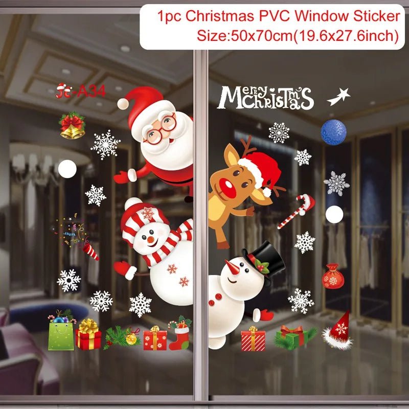 Storazone sticker 3 Christmas Window Stickers Christmas Wall Sticker Kids Room Wall Decals Merry Christmas Decorations For Home New Year Stickers