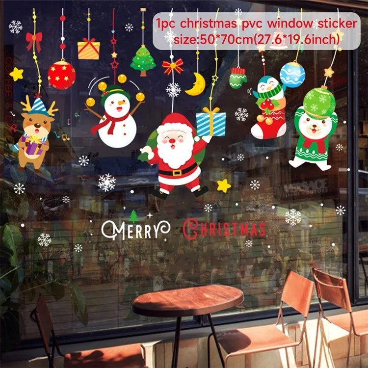 Storazone sticker 30 Christmas Window Stickers Christmas Wall Sticker Kids Room Wall Decals Merry Christmas Decorations For Home New Year Stickers