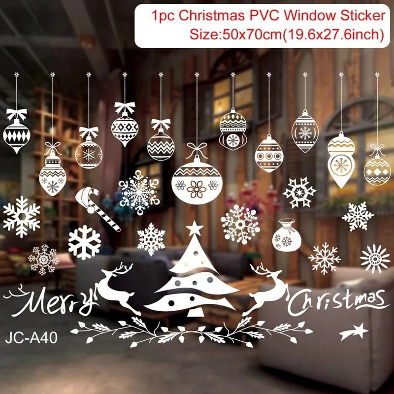 Storazone sticker 33 Christmas Window Stickers Christmas Wall Sticker Kids Room Wall Decals Merry Christmas Decorations For Home New Year Stickers