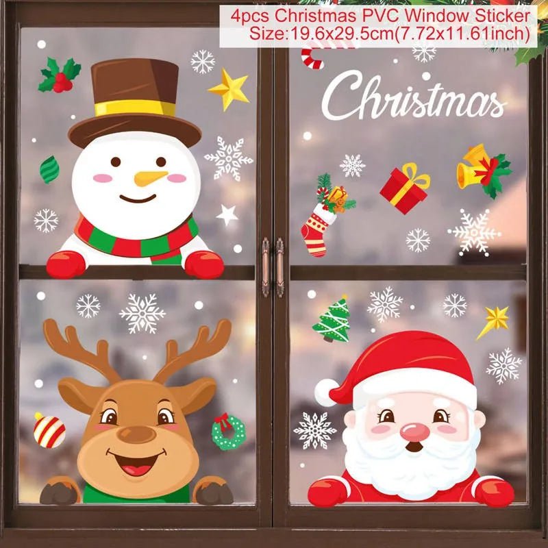 Storazone sticker 34 Christmas Window Stickers Christmas Wall Sticker Kids Room Wall Decals Merry Christmas Decorations For Home New Year Stickers