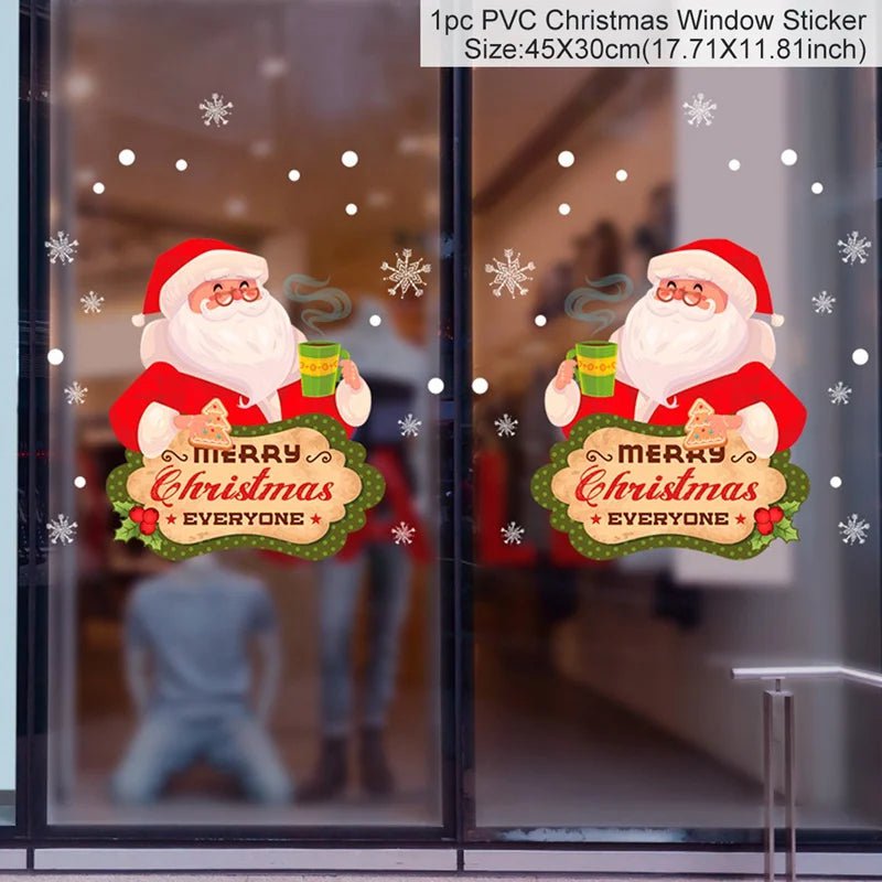 Storazone sticker 35 Christmas Window Stickers Christmas Wall Sticker Kids Room Wall Decals Merry Christmas Decorations For Home New Year Stickers