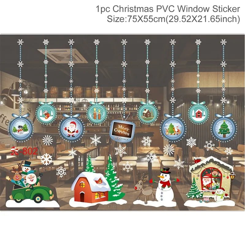 Storazone sticker 37 Christmas Window Stickers Christmas Wall Sticker Kids Room Wall Decals Merry Christmas Decorations For Home New Year Stickers